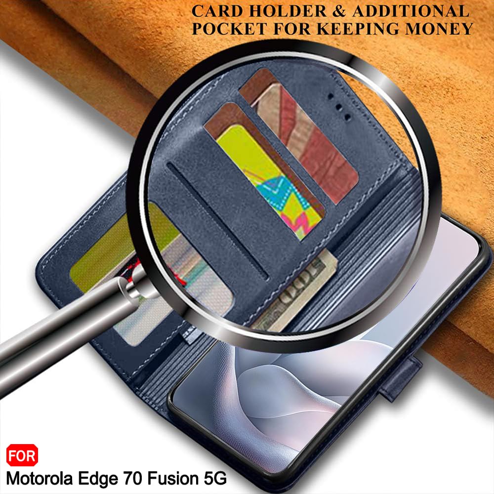 TheGiftKart Flip Back Cover Case for Motorola Moto Edge 70 Fusion 5G | Dual-Color Leather Finish | Inbuilt Stand & Pockets | Wallet Style Flip Back Cover Case (Faux Leather, Blue & Sky) — Amazon image 6
