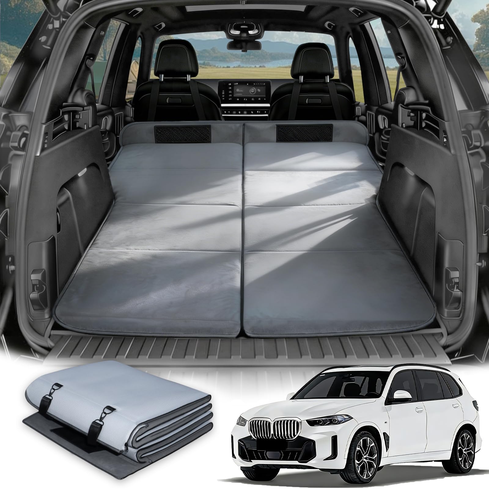 Car Bed for BMW X5, Foldable Non-Inflatable Soft Foam Camping Mattress, Thickened Portable SUV Trunk Sleeping Pad, Air Mattress Upgrade for Camping &amp; Travel Essentials, Outdoor Sleeping Bed