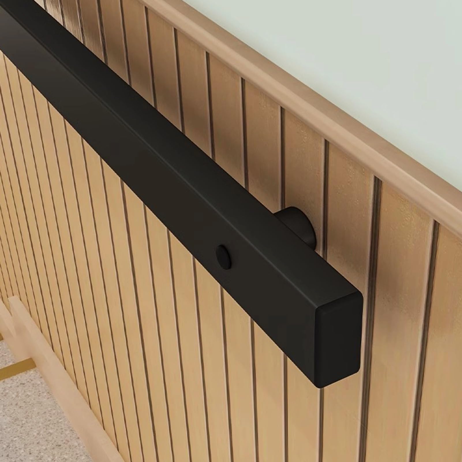 Fkxsxaz Wall Mount Stair Handrail Pipe Hand Railings With Metal Bracket Staircase Banister Rail Kit, Safety Anti-Slip Grab Rails Square Tube Handles For Bars Lofts Foot Support(18Ft/540Cm)