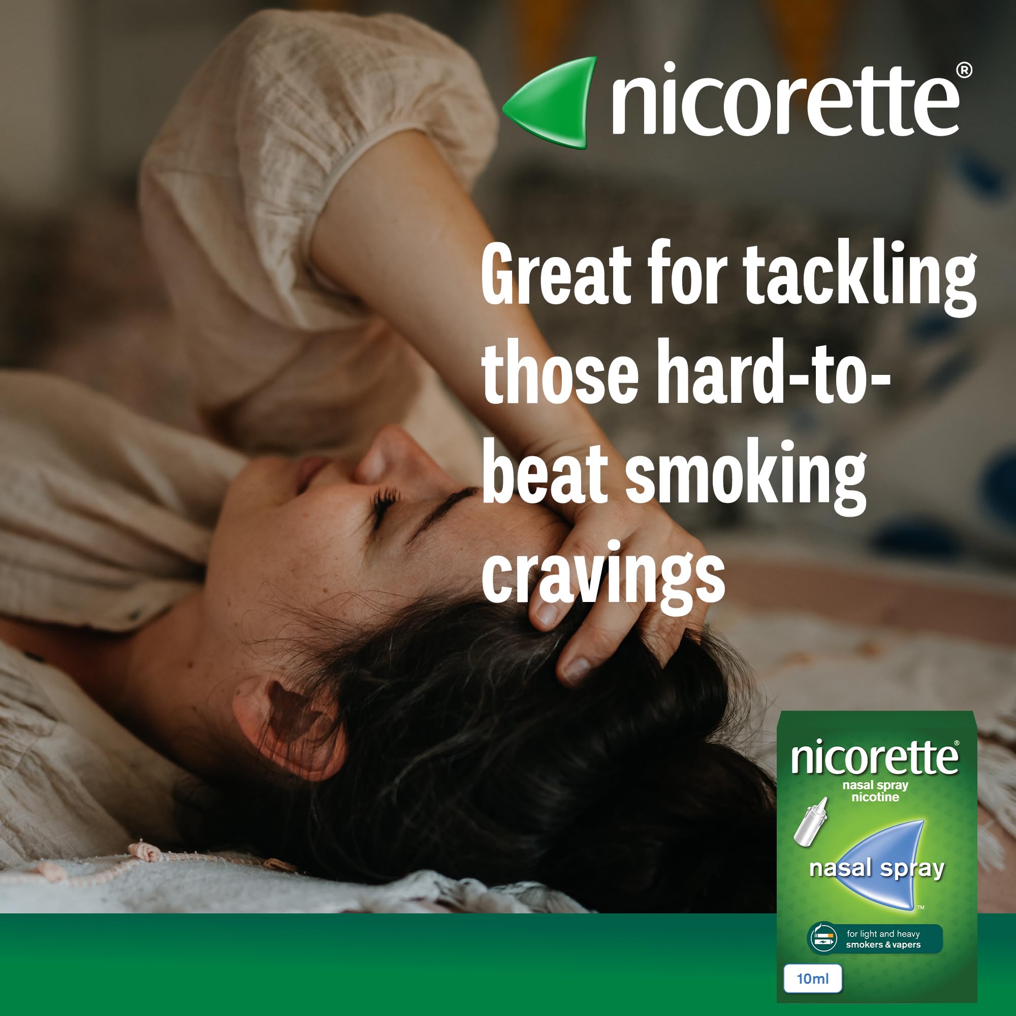 Nicorette Nasal Spray (1x 10ml), Fast-Acting Nicotine Nasal Spray to Help Stop Smoking, Cessation Aid for Relief from Cravings and Nicotine Withdrawal