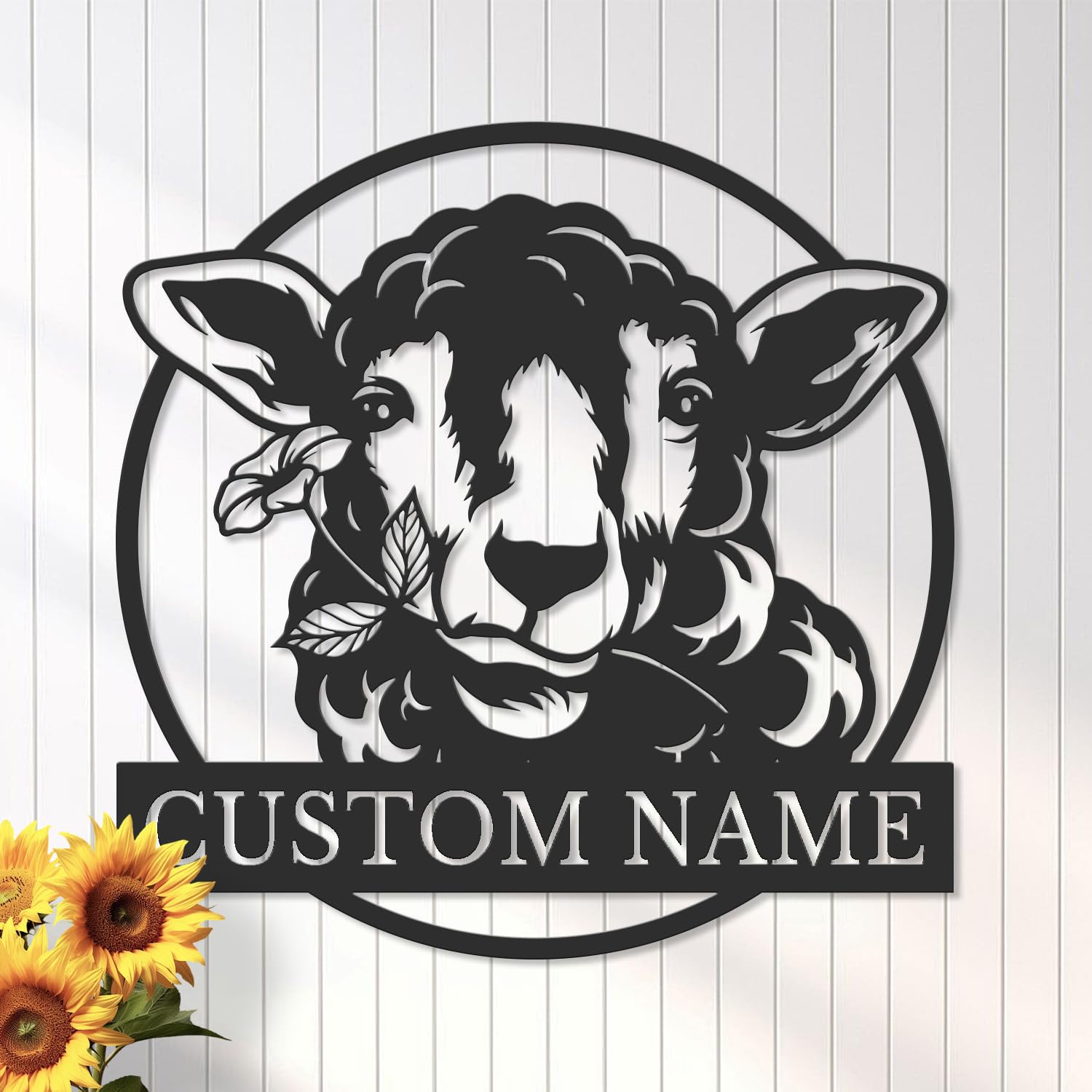 Personalized Sheep Metal Sign, Custom Farm Name Wall Art, Rustic Ranch Decor, Woolly Farmhouse Gift, Outdoor Pasture Plaque (Style-4)