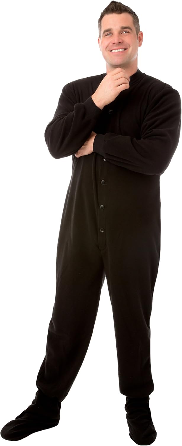 Unisex Drop Seat Onesie Footed Pajamas in Black Kuwait Ubuy