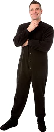 Big Feet PJs Black Micropolar Fleece Adult Footed Sleeper Onesie
