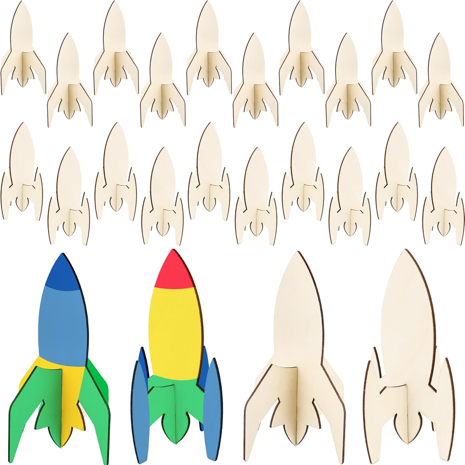 Amazon.com: Haconba 24 Pieces DIY Wooden Rocket Unfinished Wood Rocket ...