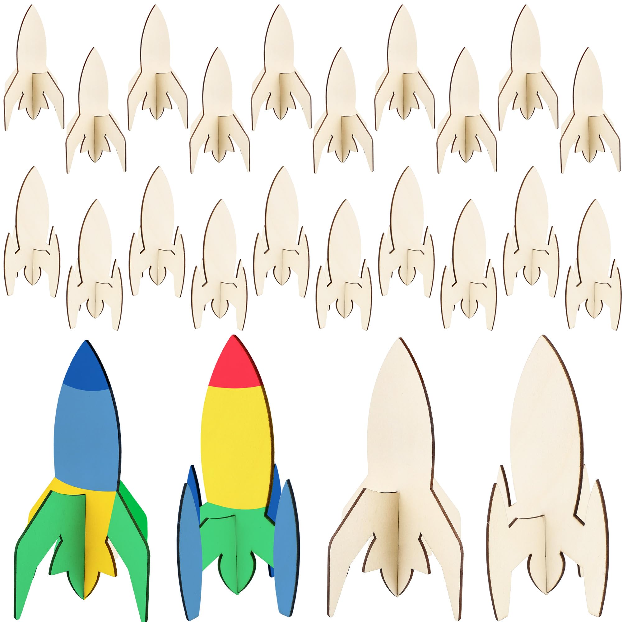 Snapklik.com : Haconba 24 Pieces DIY Wooden Rocket Unfinished Wood ...