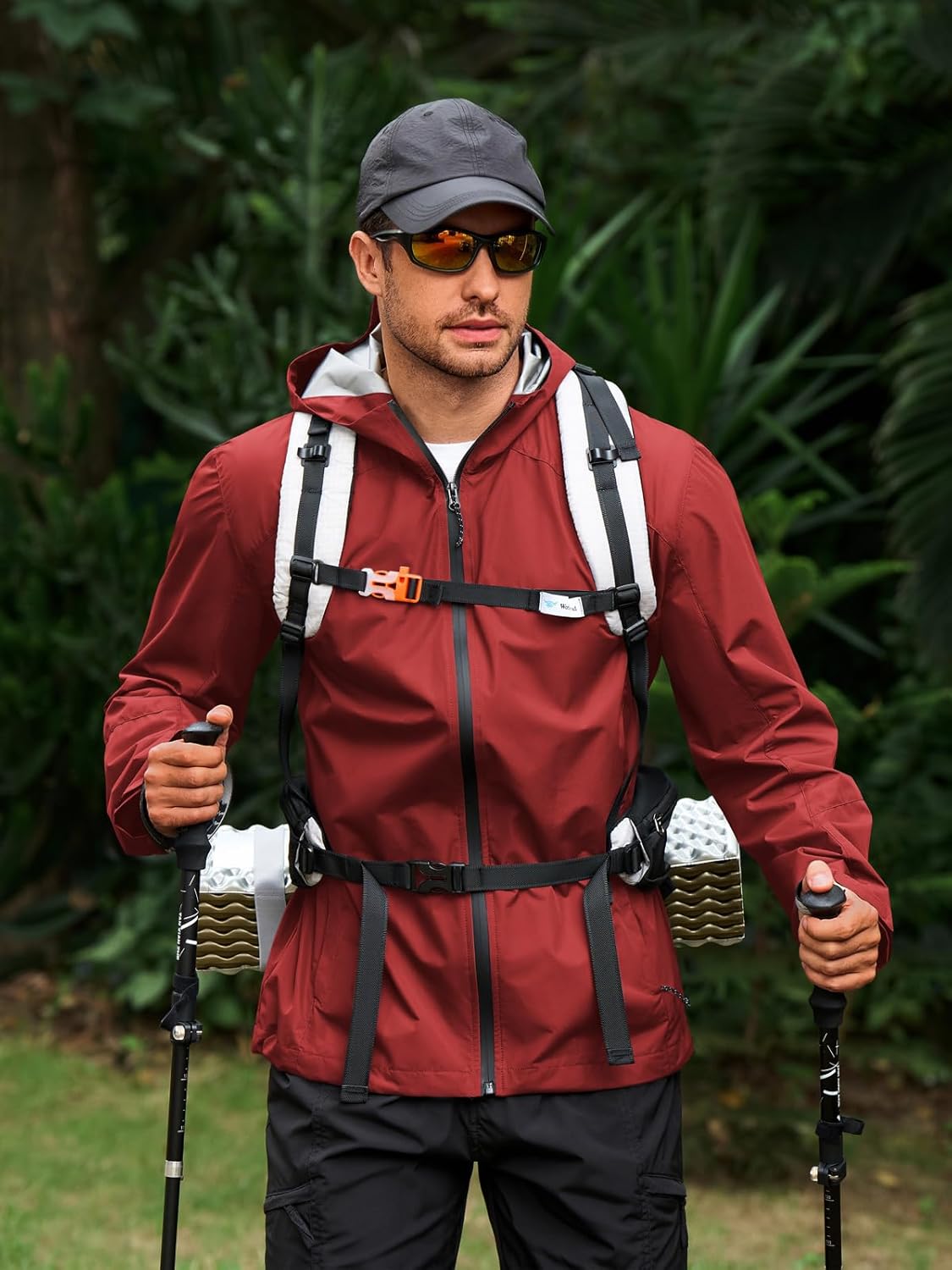 Yousify Mens Waterproof Shell Jacket Full Zip Hooded Raincoat Lightweight Windbreaker for Cycling Hiking Golf Outdoor - Image 2