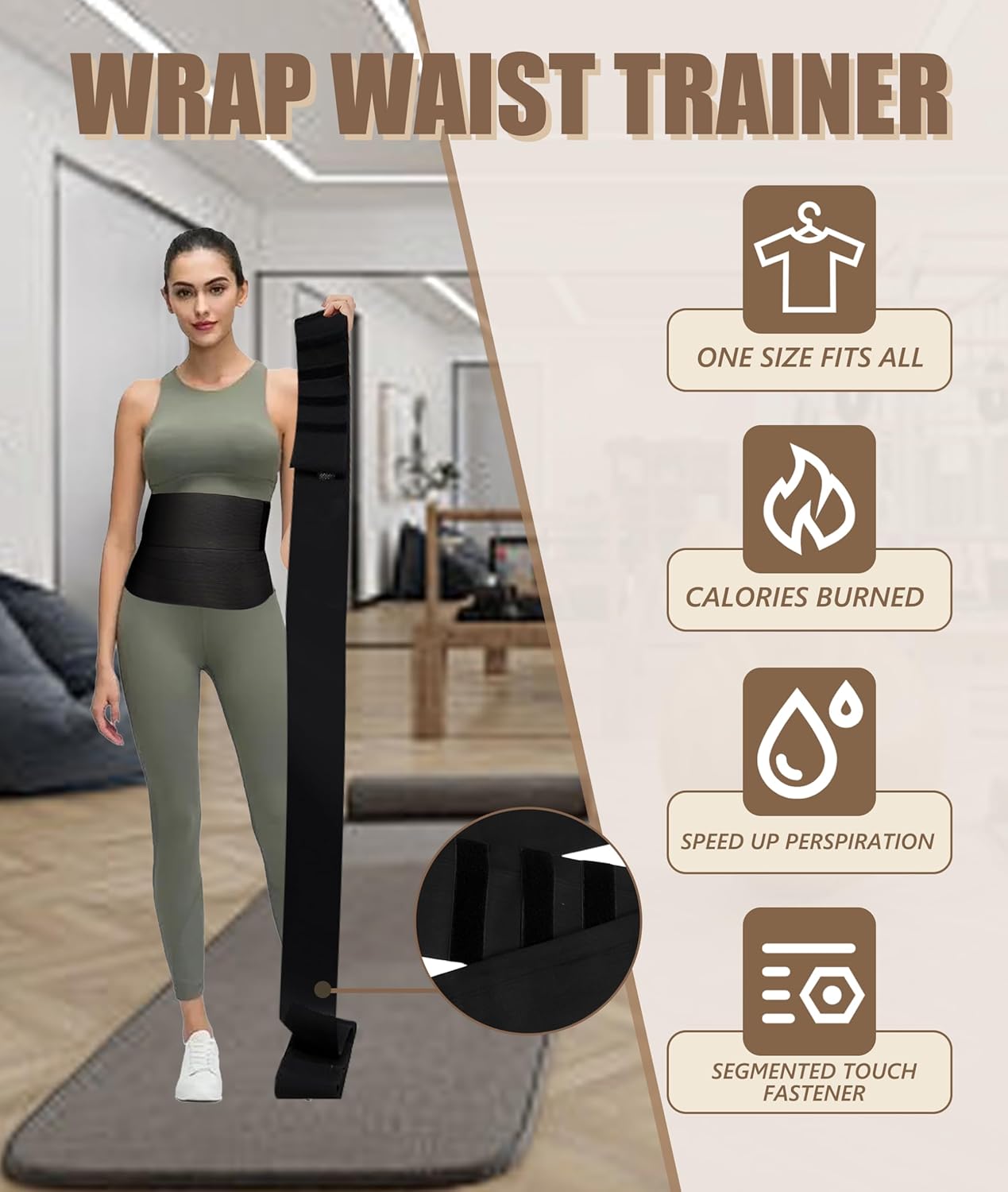 Waist Trainer for Women - Adjustable Postpartum Belly Wrap Tummy Control Bandage & Core Stability, Elastic Waist Trimmer Belt for Fitness, Daily Use, Black - Image 8