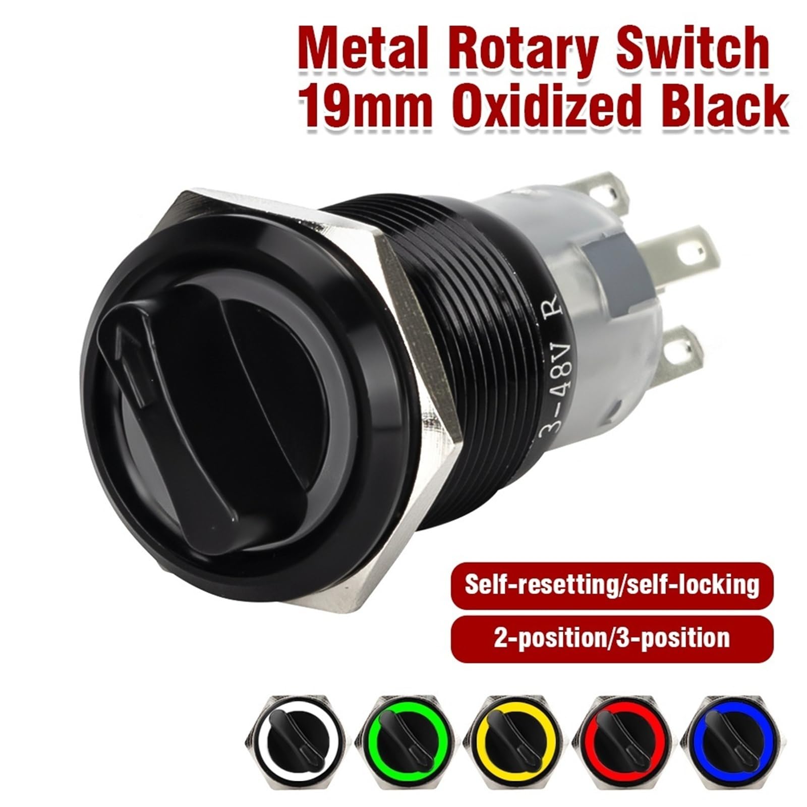 Interruptor DPDT de reinicio momentáneo con LED blanco de 9 mm, 2/3 posiciones, 1 unidad(3 Position,220V)