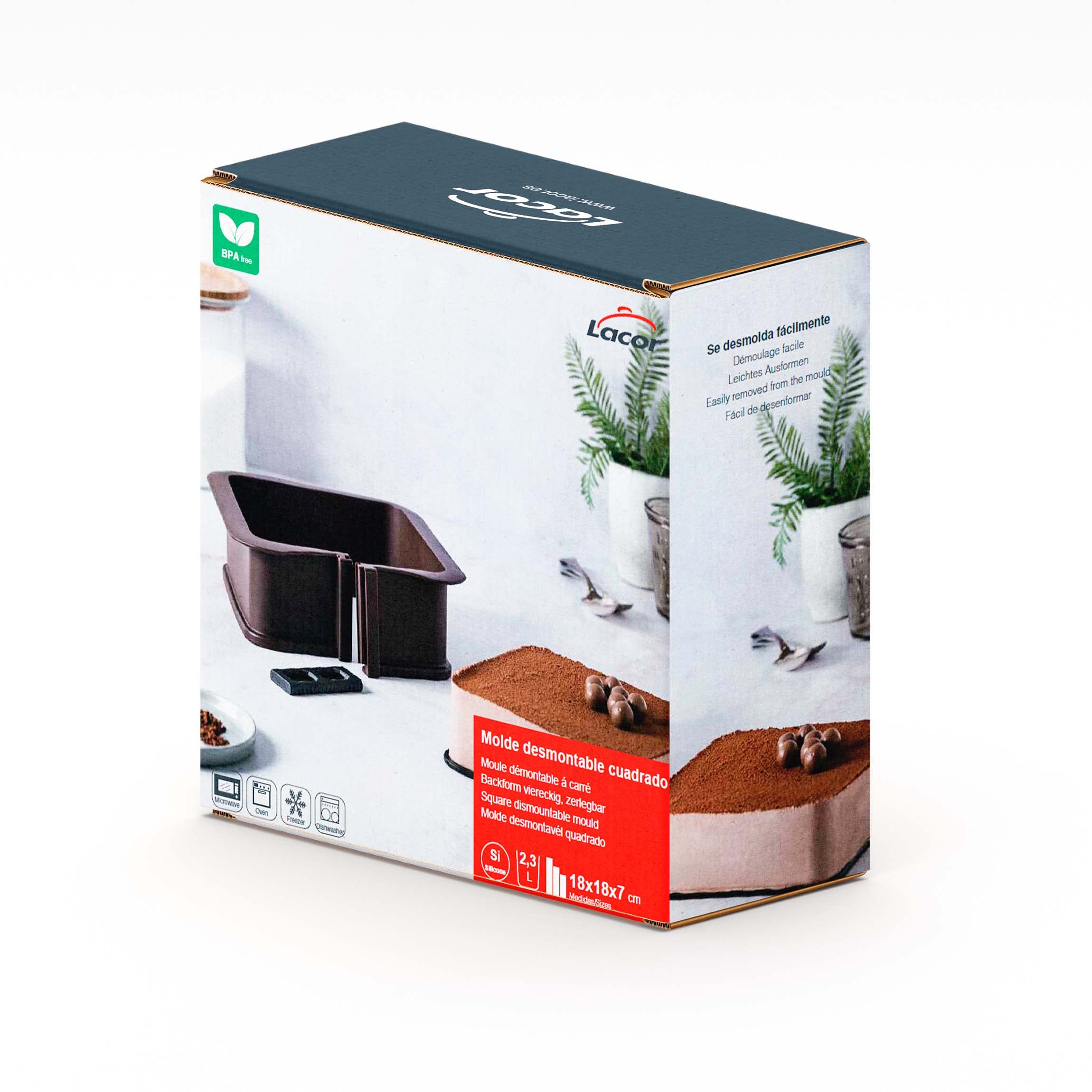 LACOR 66779 Afneembare vierkante vorm, gemaakt van 100% voedselveilige
