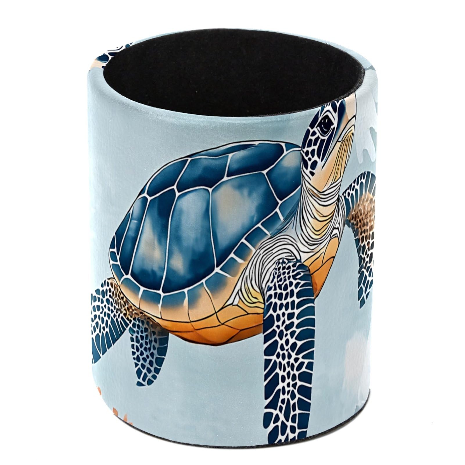 HEOEH Turtle Pen Holder for Desk, PU Leather Pencil Holder Pen Cup Marker Holder Makeup Brush Holders, Desk Accessories & Workspace Organizers for Home, Office