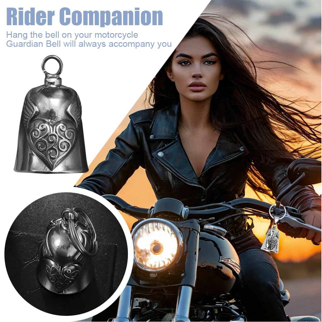 Guardian Bell Campanella Moto Acciaio Inossidabile Portachiavi Portafortuna