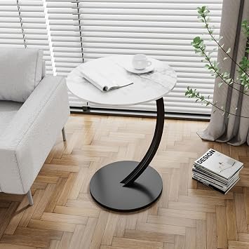 Side Table, Round Nirround Small Table, C-Shaped End Table, Movable Home Coffee Table, Accessory Rest, Elevating Side Table, Bed Table, Sofa Table, Nordic Style, Stable, Easy Assembly, Lightweight, Mini Round Table, Compact, Lightweight, Small Space Saving