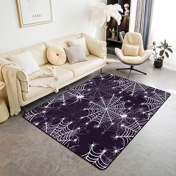 jejeloiu Spider Web Black Area Rug Bedroom Living Room Kids Men