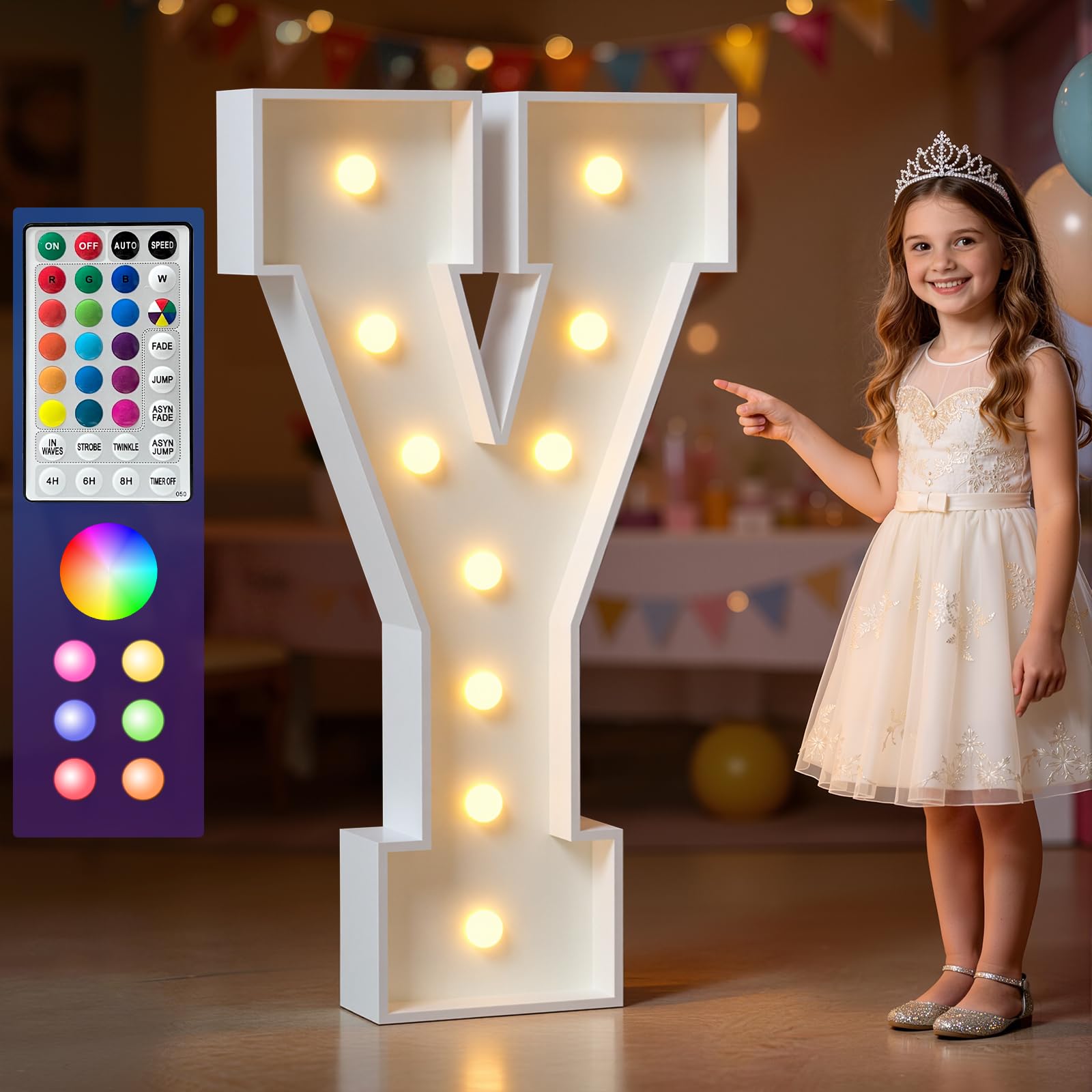 Marquee Letters Colorful, 4ft Light Up Letter Y, 18 Colors Changing LED — image 1