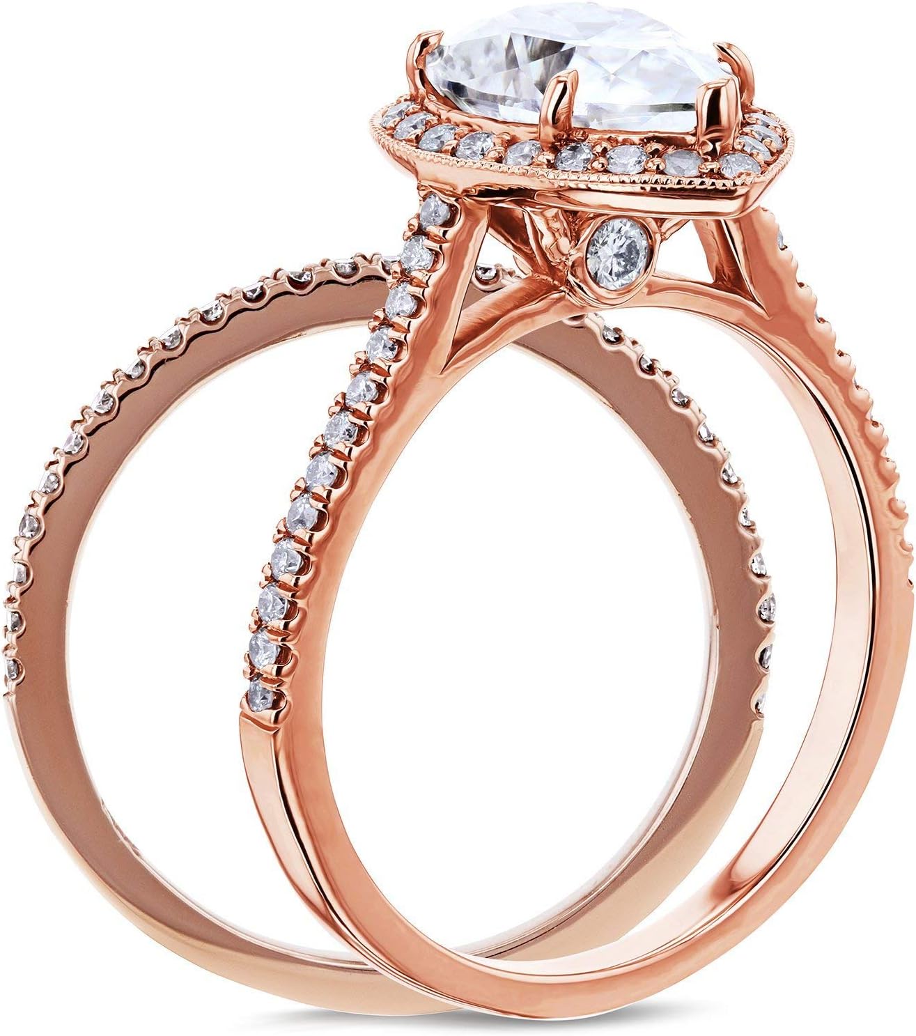 Kobelli Pear Shape Moissanite Halo Bridal Set (2 3/5 CTW)