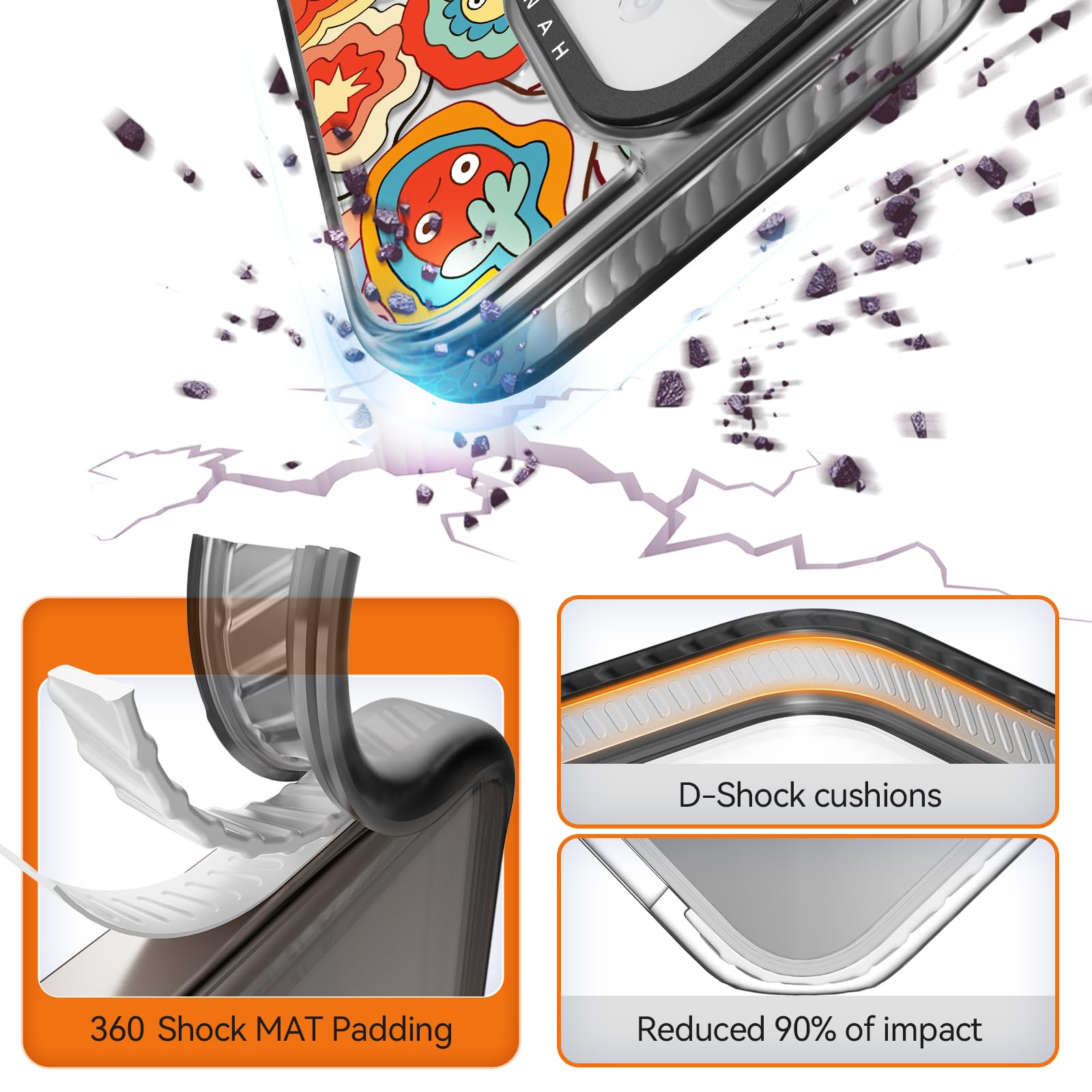 Rosarnnah 17BS - Funda compatible con iPhone – Funda duradera a prueba de golpes de impacto de caída de 6.5 pies – Diseño divertido de ensueño de rana negra para iPhone (6.1 pulgadas)