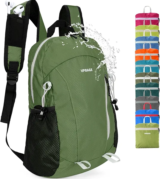 VPBAGE 15L Water-resistant Hiking Daypack, Small Backpack Travel Outdoor, Lightweight Day Pack with Tool Loops
