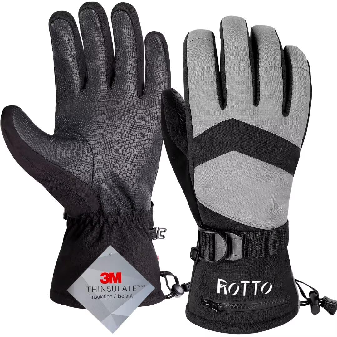 ROTTO Flying Tern Guantes Invierno Hombre Mujer Guantes de Esquí Aislantes Impermeable 3M Thinsulate para Nieve Snowboard Patinaje Deportes de Invierno