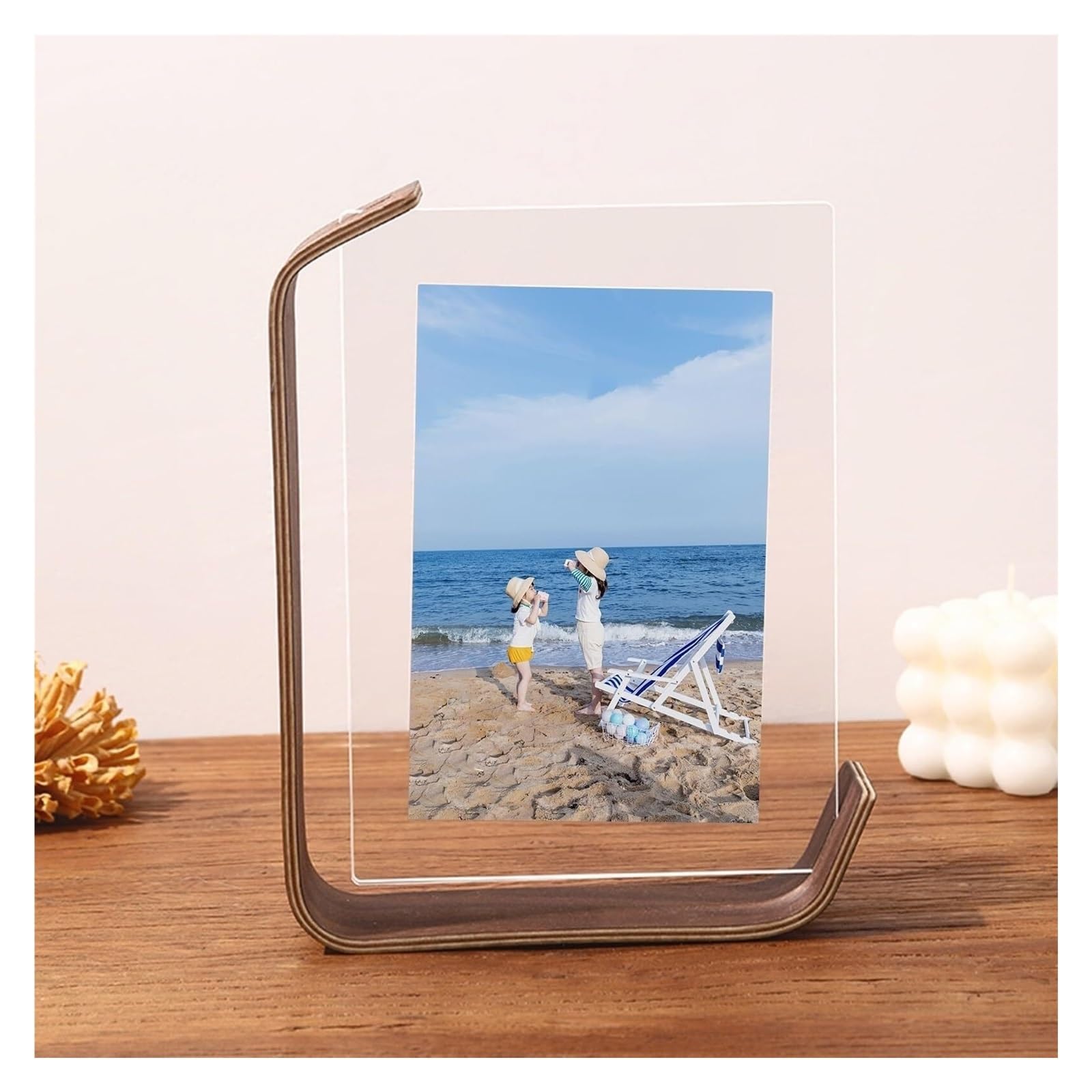 Cadre photo mariage flottant en mdf marron pour habiller votre couloir