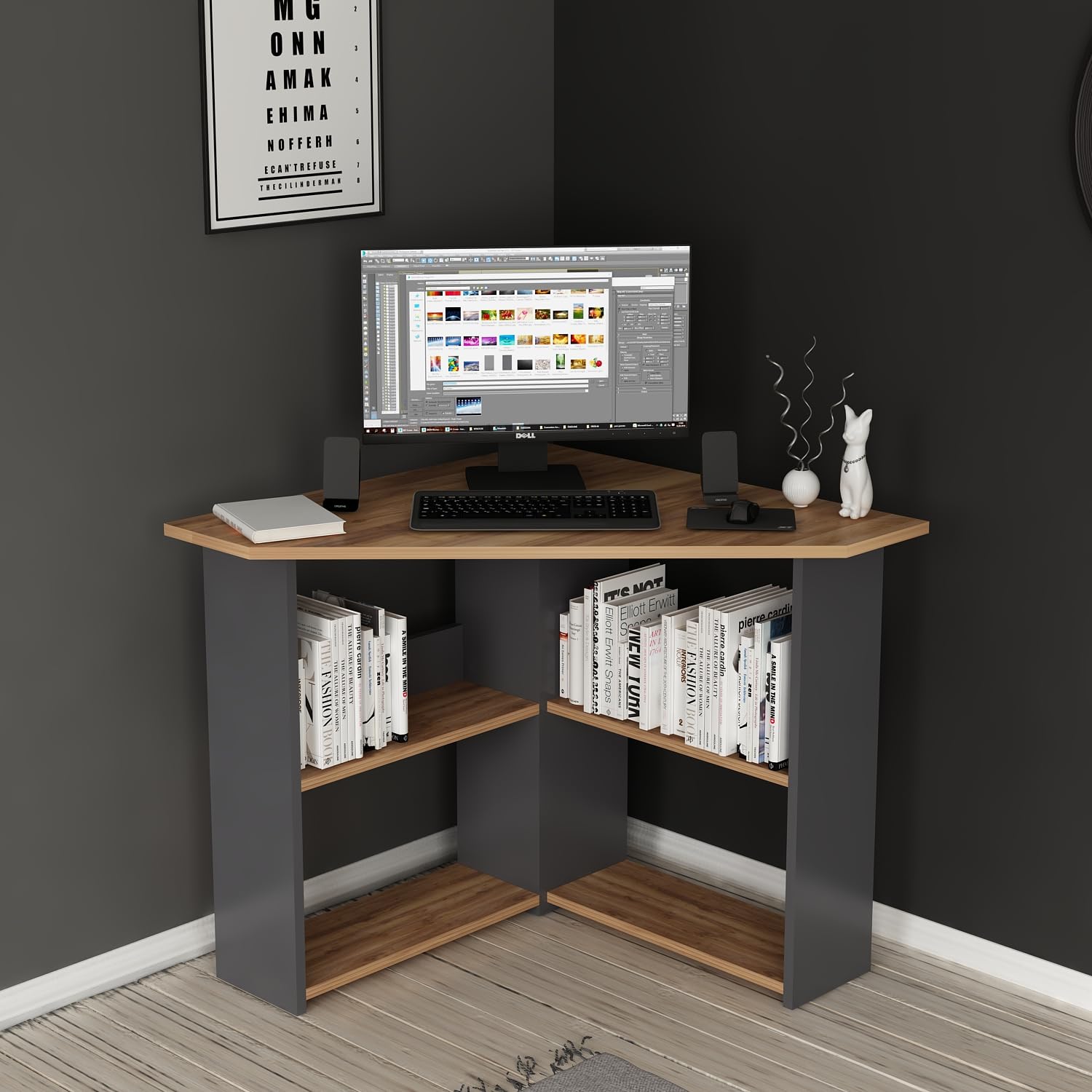 Homidea ARES Modern hoekbureau - computerbureau in L-vorm met planken