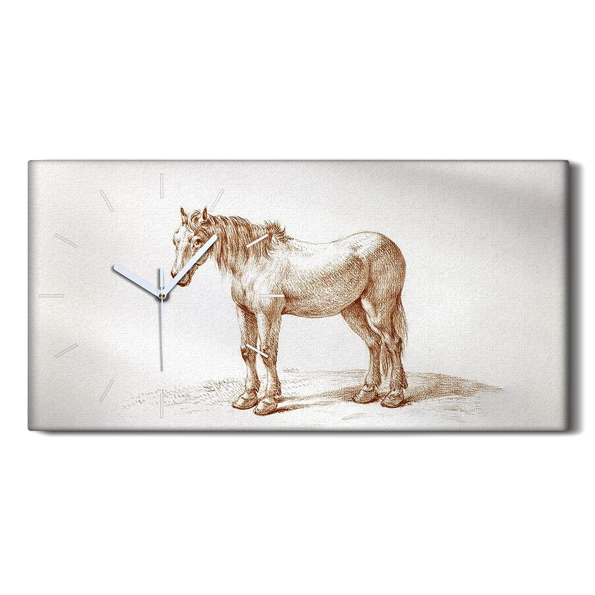 Horloge Toile Cheval Silencieuse sans Tic-Tac Déco 60x30