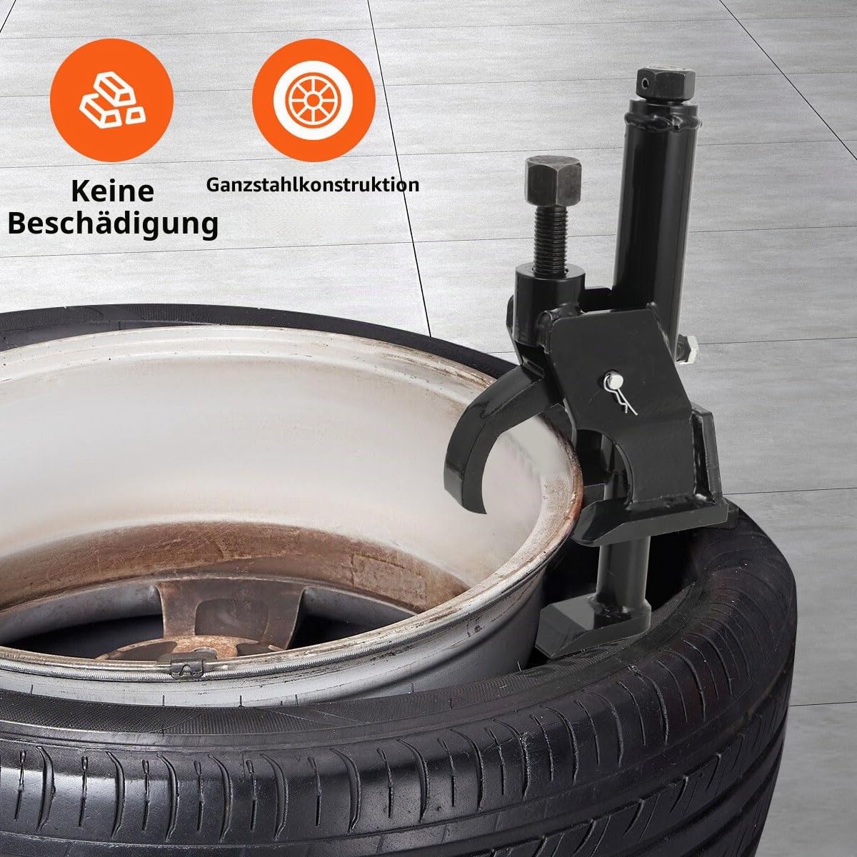 Reifenmontiergerät Reifenwechsler 96,5–106,7 cm, Reifenmontagegerät aus Stahl Reifenmontiermaschine Reifenwechseln Werkzeug Manueller Reifenwulstabdrücker Reifenwulstklemme 260x100x100 mm