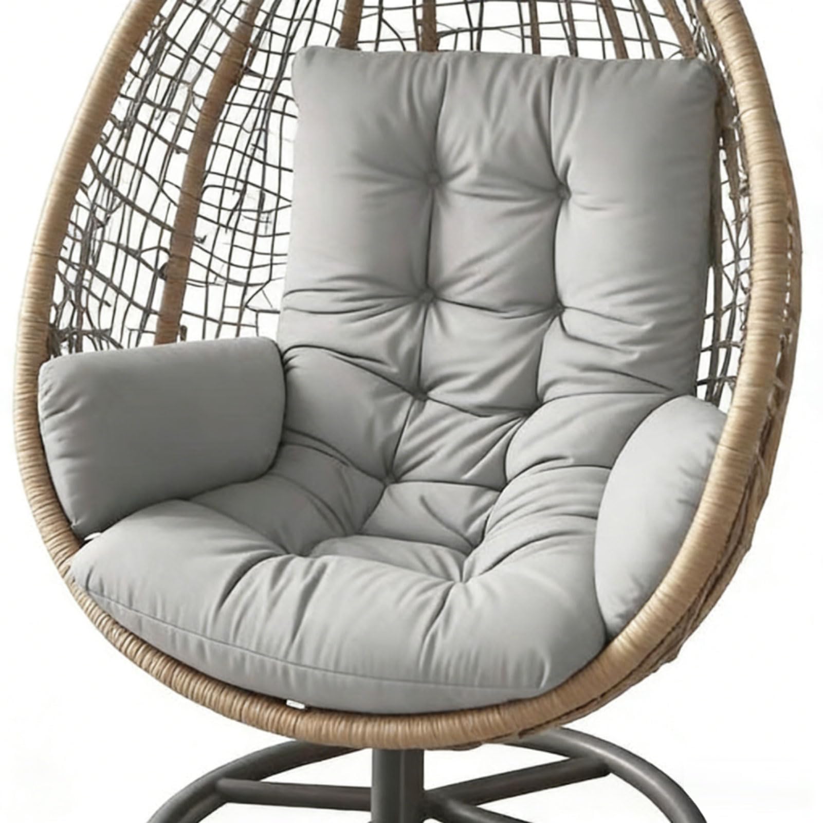 Cojín grueso para silla de huevo: cojín de repuesto para hamaca de jardín, exterior, interior, impermeable, suave, relleno de algodón de polipropileno (gris claro, 120 x 60 x 12 cm)