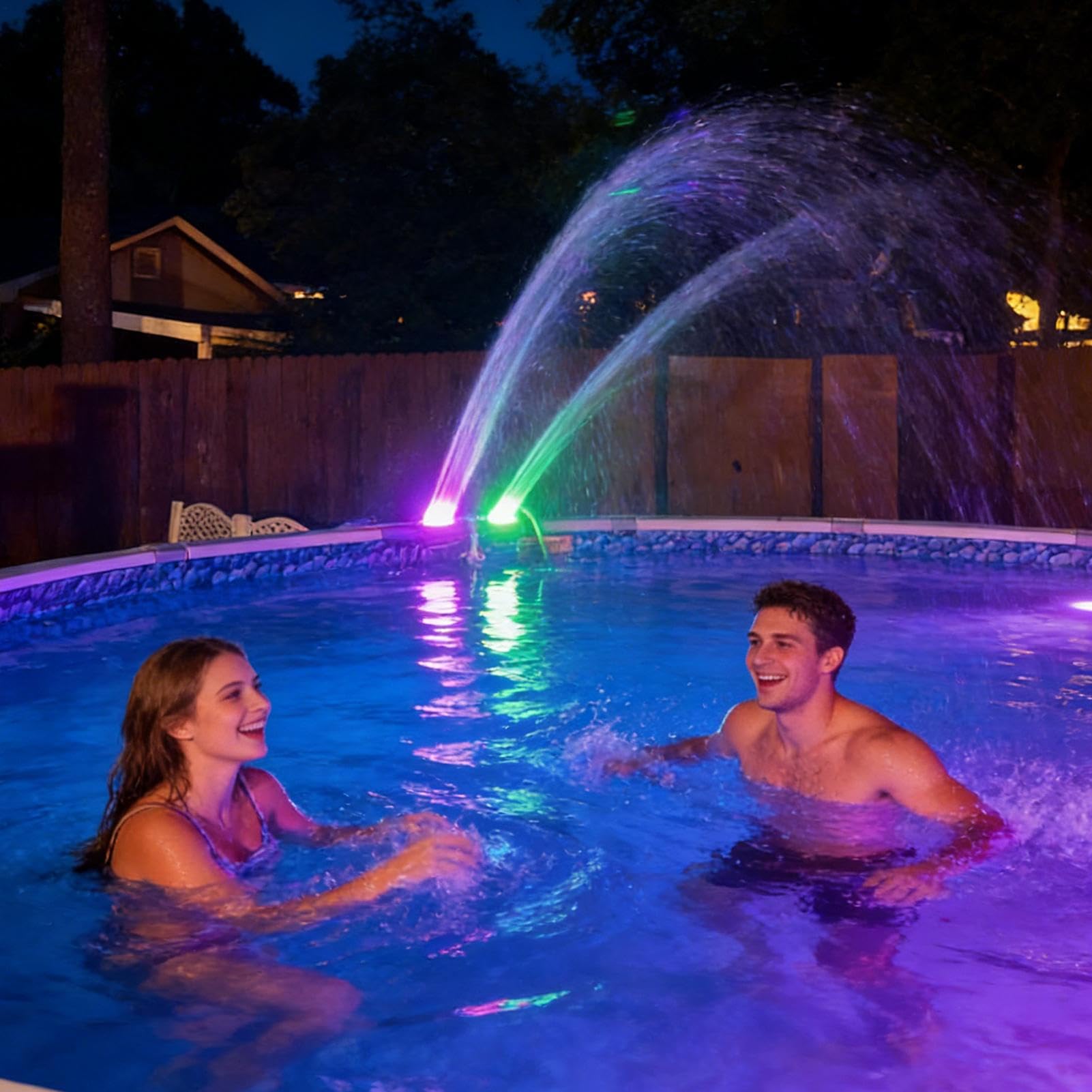 Fontana da Piscina Telecomando Impermeabile | Pompa Fontana per Piscina per Rinfrescarsi e Relax, Fuori Terra, Interrate, Giardino Esterno, Vacanze Estive