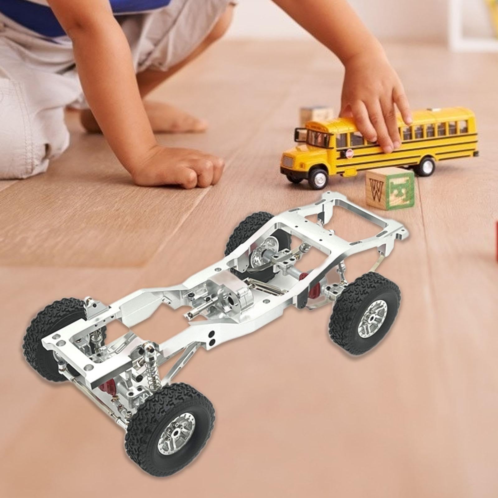 Repuestos para Chasis de Coches RC, Chasis Ensamblado, Accesorios de Dirección Fabricados en Aluminio Y Hierro de Alta Resistencia, para La, Plata