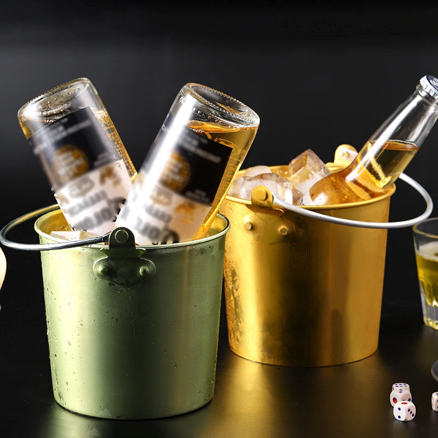 SecchielloSecchiello per Ghiaccio con Coperchio e pinze per ghiaccioSecchiello per Champagne in Acciaio Inossidabile Secchiello per Ghiaccio per Vino Champagne Birra Bevande Ottimo per la casa