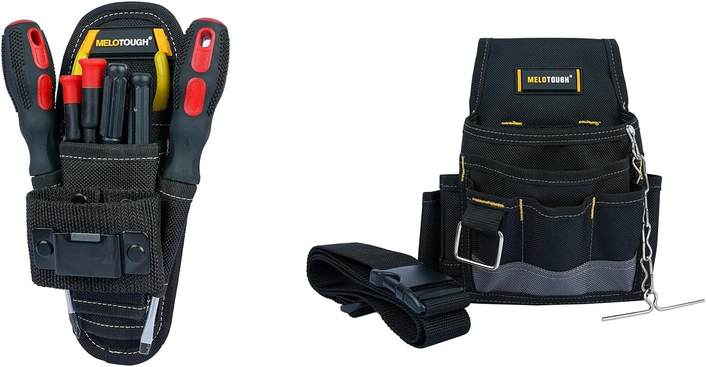 MELOTOUGH Small Tool Pouch with Belt Clip,Small Tool Holder Pouch, Min Work Organizer Tool Holster, Electrician Tool Pouch Tool Belt Pouches with Belt Clip for Technician, Mainte