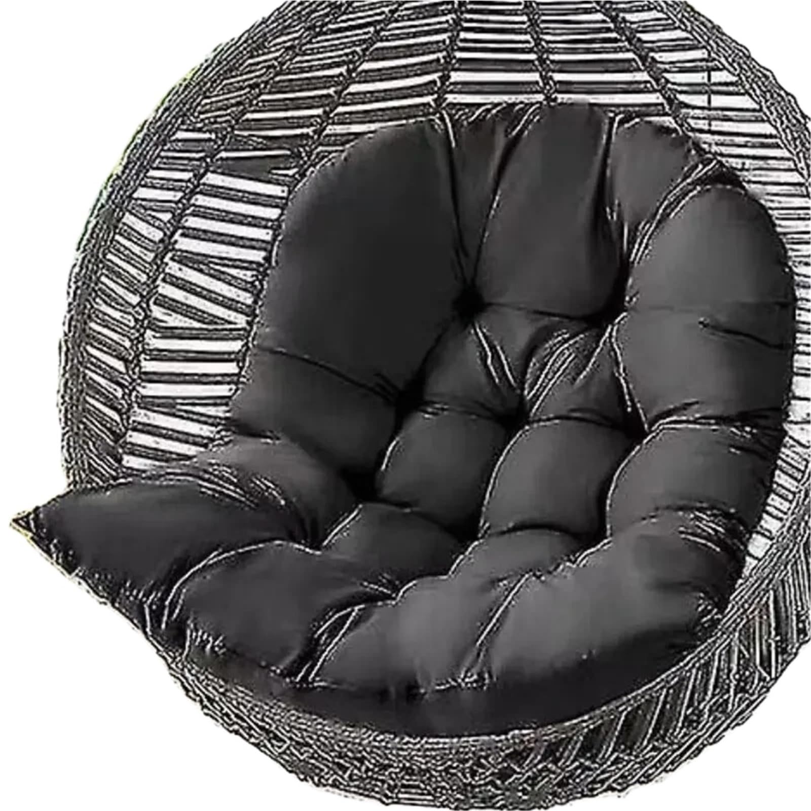 Bflcwstd Black Egg Chair Cushion Round Hanging Egg Hammock Chair, Swing Seat Cushion, Thick Nest, Back For Indoor And Outdoor Patio(Black)