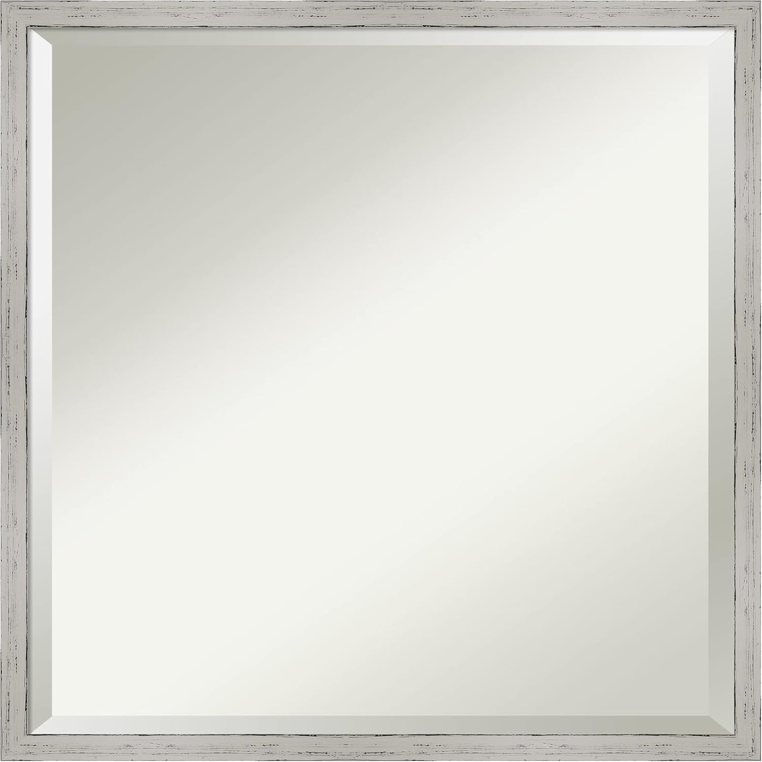 Amanti Art White Bathroom Mirror for Over Sink, 21x21 Shiplap White Narrow Square Vanity Mirror, Medium Cottage Wood Frame, Hangs Horizonally and Vertically, Bathroom Wall Decor, Beveled Edge