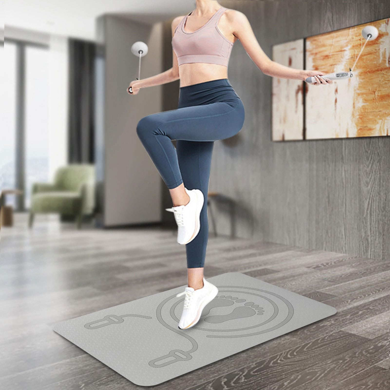 Jump Rope Mat, Skipping Exercise Pad, Cardio Fitness Cushion, Non Slip Design for Indoor Outdoor Training, Shock Absorbing Layer for Quiet Steps, Workout Gear for Home Gym Use — view 3