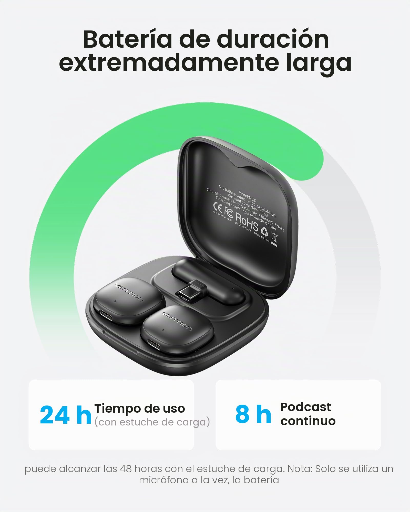 Micrófono Inalámbrico Mini para iPhone 17/16/15 Pro MAX, USB-C Micrófono de Solapa Bluetooth para Android, con Cancelación de Ruido AI y Estuche de Carga 24H para Grabaciones de Video/Vlogging