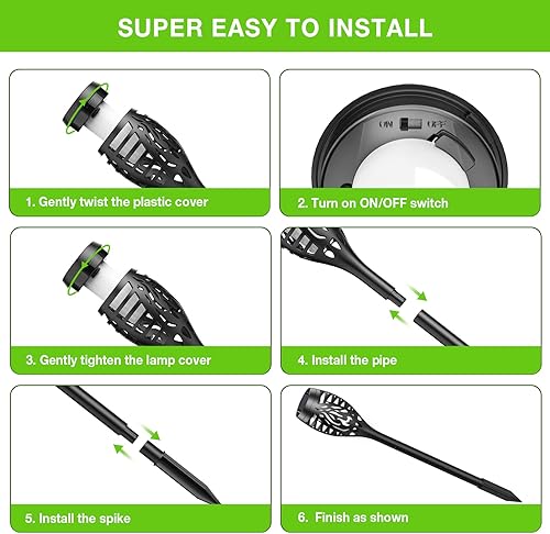 Miniatura 8 de Luces solares impermeables para exteriores, paquete de 6 decoraciones de Halloween, antorcha solar para exteriores con llama parpadeante, luces de