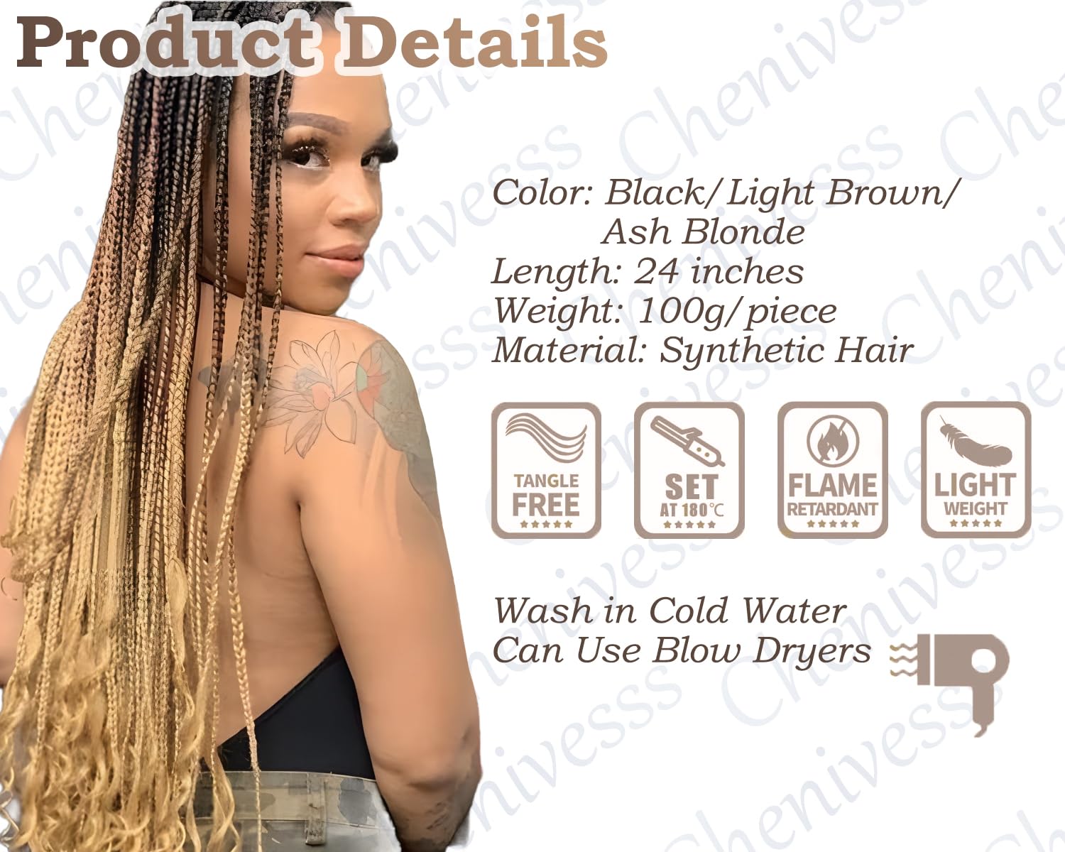 3 Pcs /300g 24 Inch Jumbo Braiding Hair, Braid Hair Extensions Synthetic Wig - Image 3