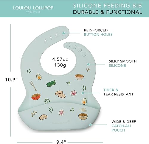 Miniatura 9 de Loulou Lollipop Babero de alimentación de silicona suave e impermeable para bebés y niños pequeños