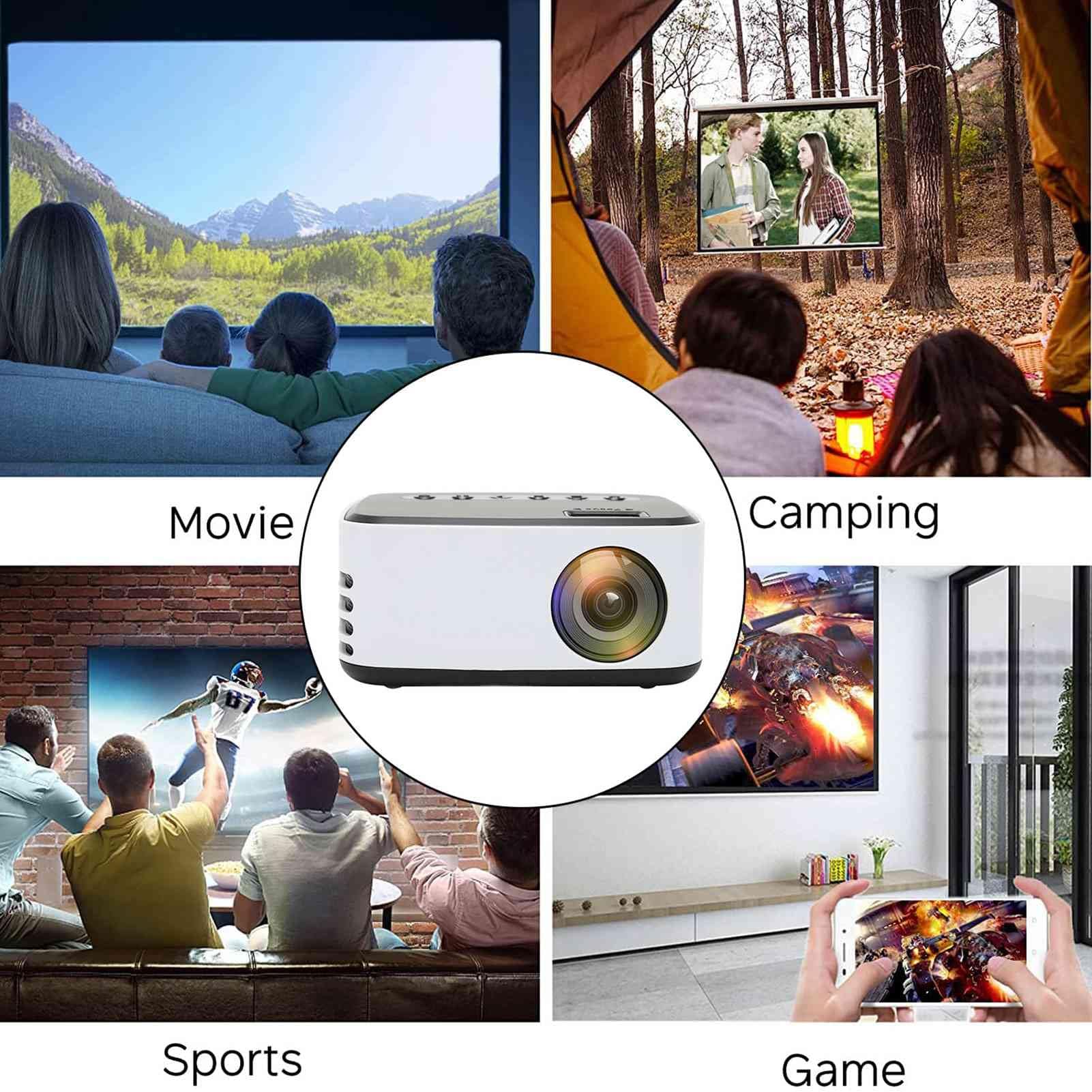 Mini Proiettore, Proiettore da Esterno per Film HD 500LM Nativo 1080P, Mini Proiettore Portatile Video per Laptop Tablet Switch, Regali per Bambini