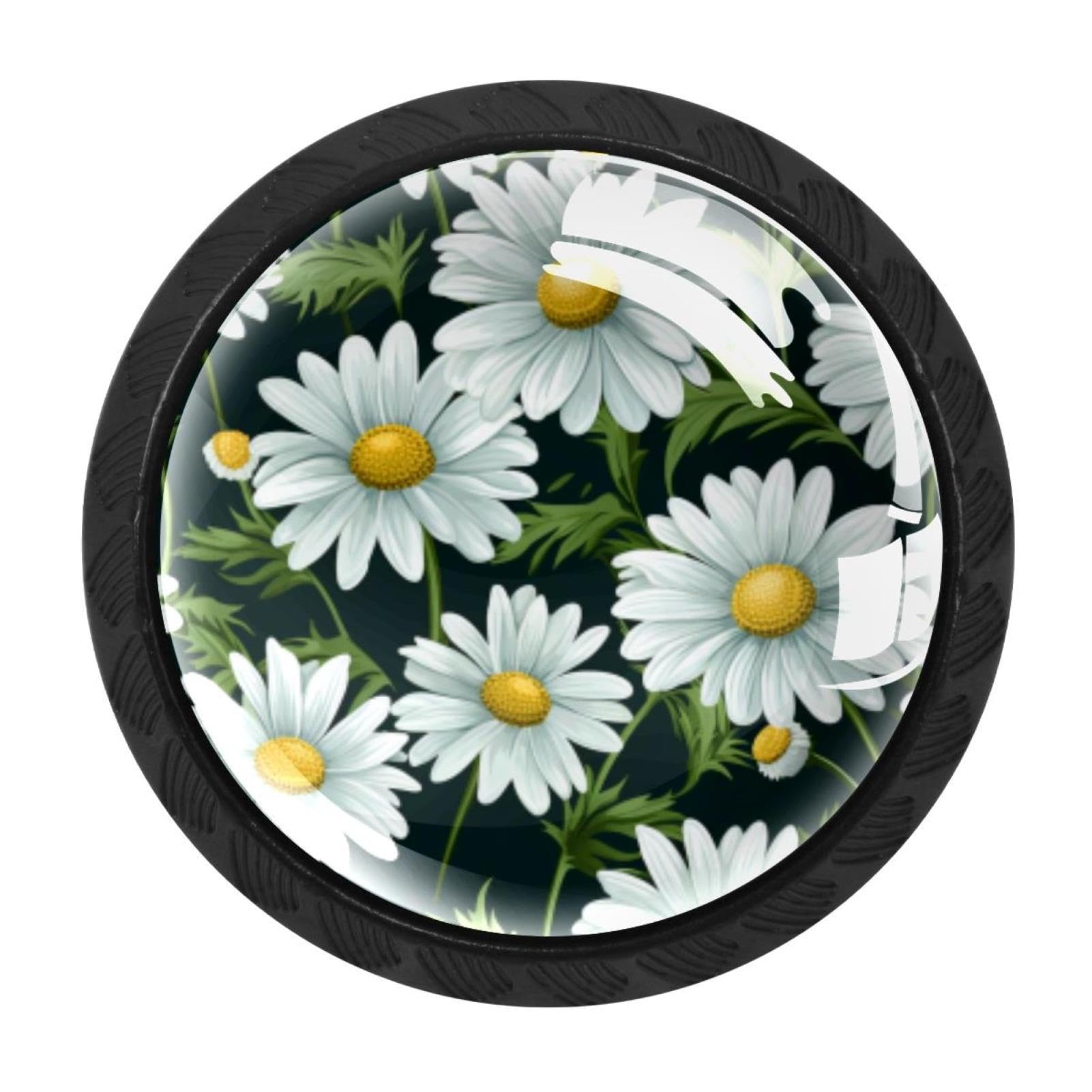 CHENZZZZ Daisy Cabinet Knobs 4 Pieces Drawer Kitchen Cabinets Dresser Cupboard Wardrobe Unique Pulls Handles