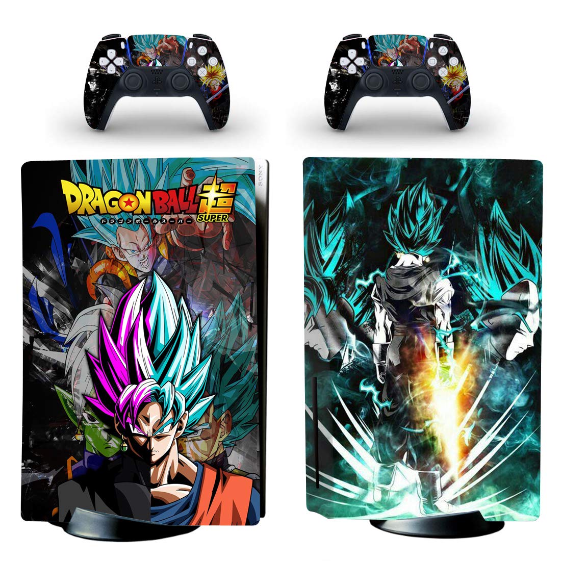 Decal Moments PS5 Standard Disc Console Controllers Full Body Vinyl Skin Sticker Decals for Playstation 5 Console and Controllers Super Goku