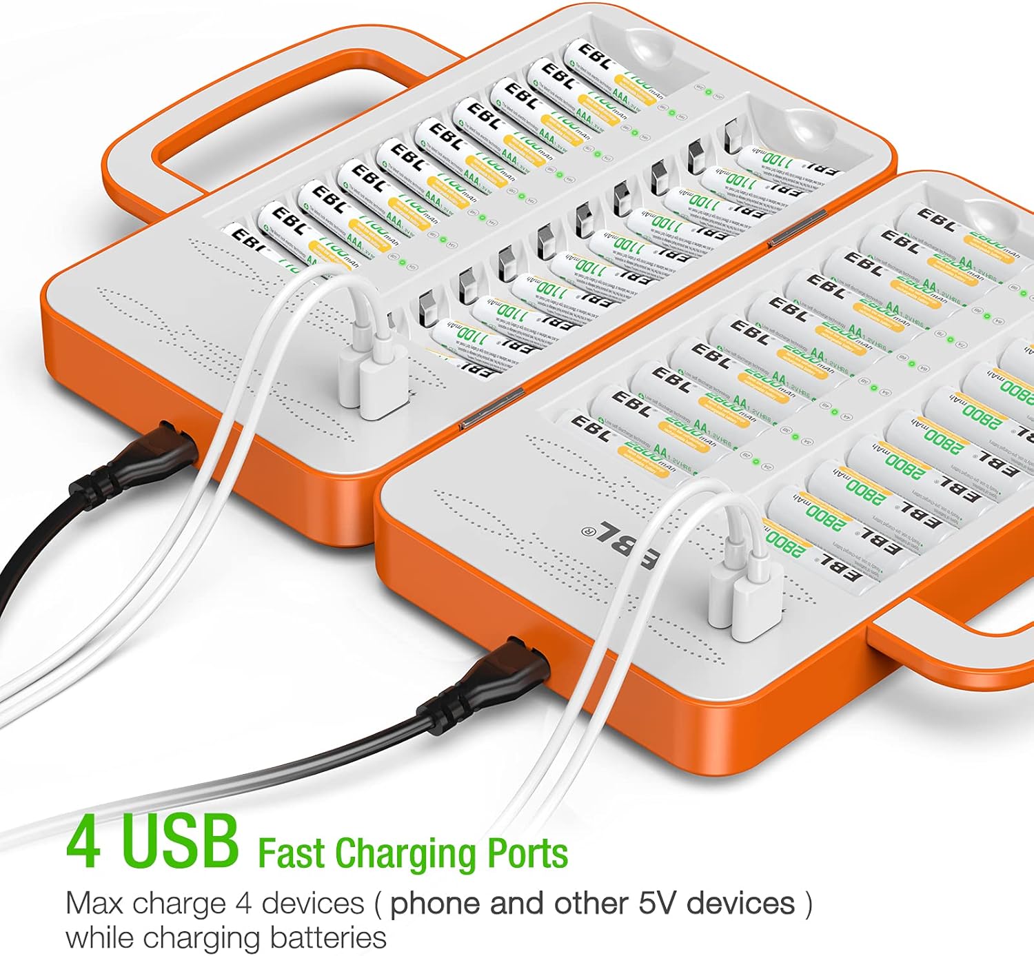 Get Cheap Price EBL 40Slot Battery Charger for 2/4/...20/24...38/40 pcs AA AAA Rechargeable Batteries - Advanced Multiple Battery Charger with 4 USB Output for Phones - Handle Design( Batteries not Included) Up To 40% OFF EBL 40Slot Battery Charger for 2/4/...20/24...38/40 pcs AA AAA Rechargeable Batteries - Advanced Multiple Battery Charger with 4 USB Output for Phones - Handle Design( Batteries not Included)