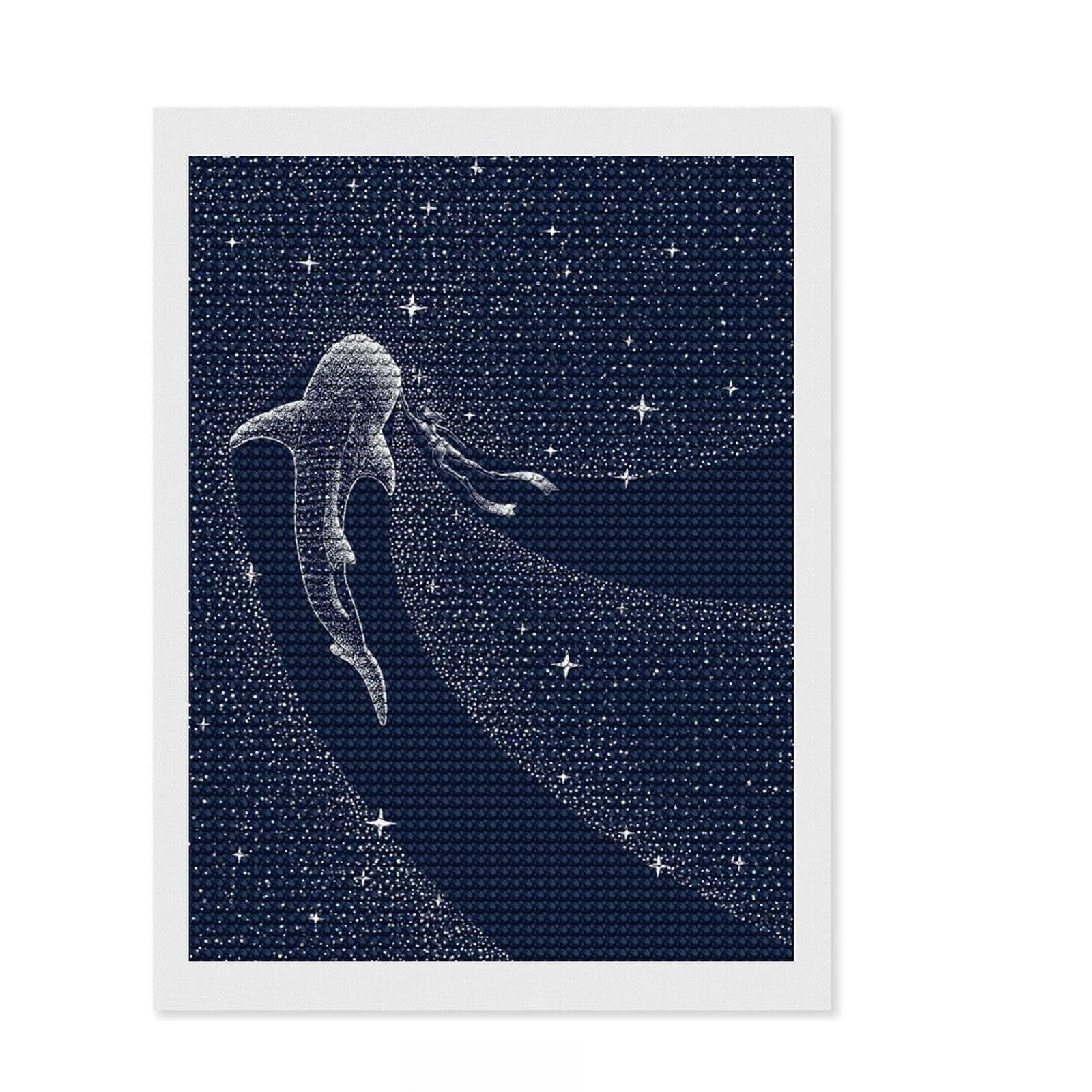 Junmoney Star Eater and Diver Full Drill Diamond Painting Kit 12"x16", Satisfying Creative Project, Finish and Display, Stress Relief Craft