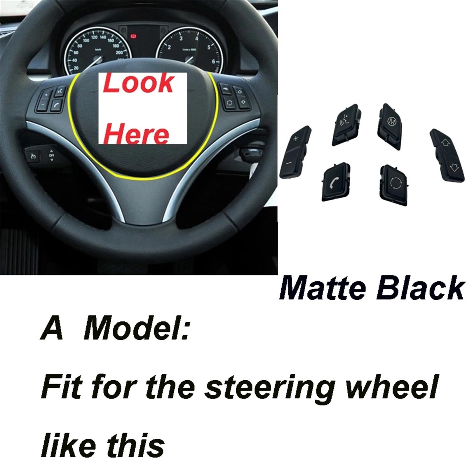 Tasti volante Per Per 3 Series E90 E92 E93 M3 2007-2011 | 2013 Veicolo Volante M Pulsante Interruttore Ricambio Auto Accessorio(A Black)