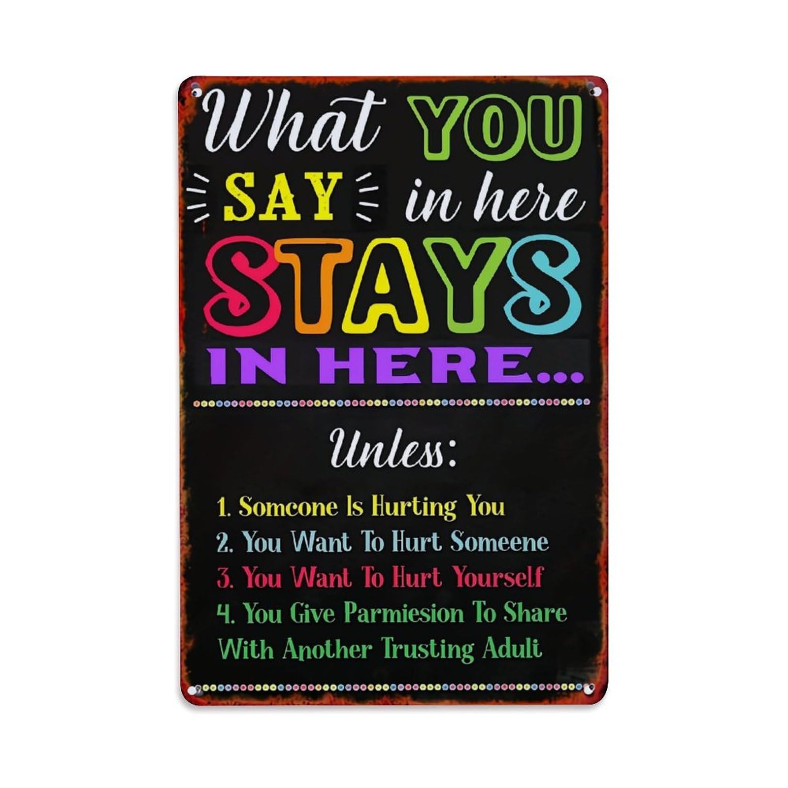 What You Say Stays Here Retro Metal Tin Sign, Vintage Metal Poster for home, Gaming Room, Studio Workshop,Bar,Garage Wall Art Decor 8x12 Inch