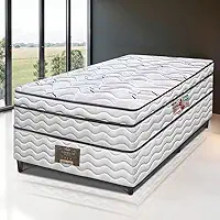 Cama inBox Moderne Cama Box Solteiro Ortopédico, Espuma D45, Branco/Grafite, 188x88x63cm, Pillow Euro Top