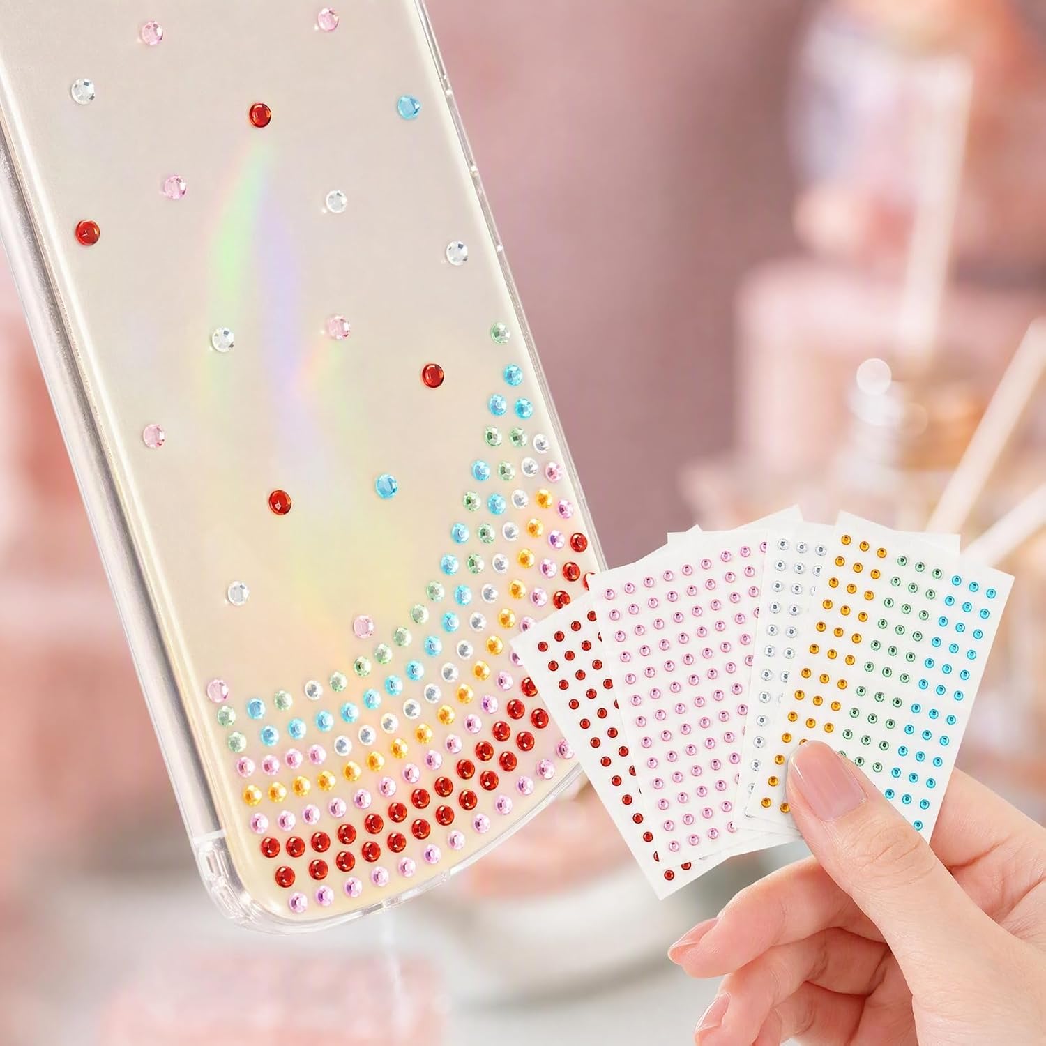 DECHOUS Face Gem Stickers, 12 Sheets, 6 Colors image 2