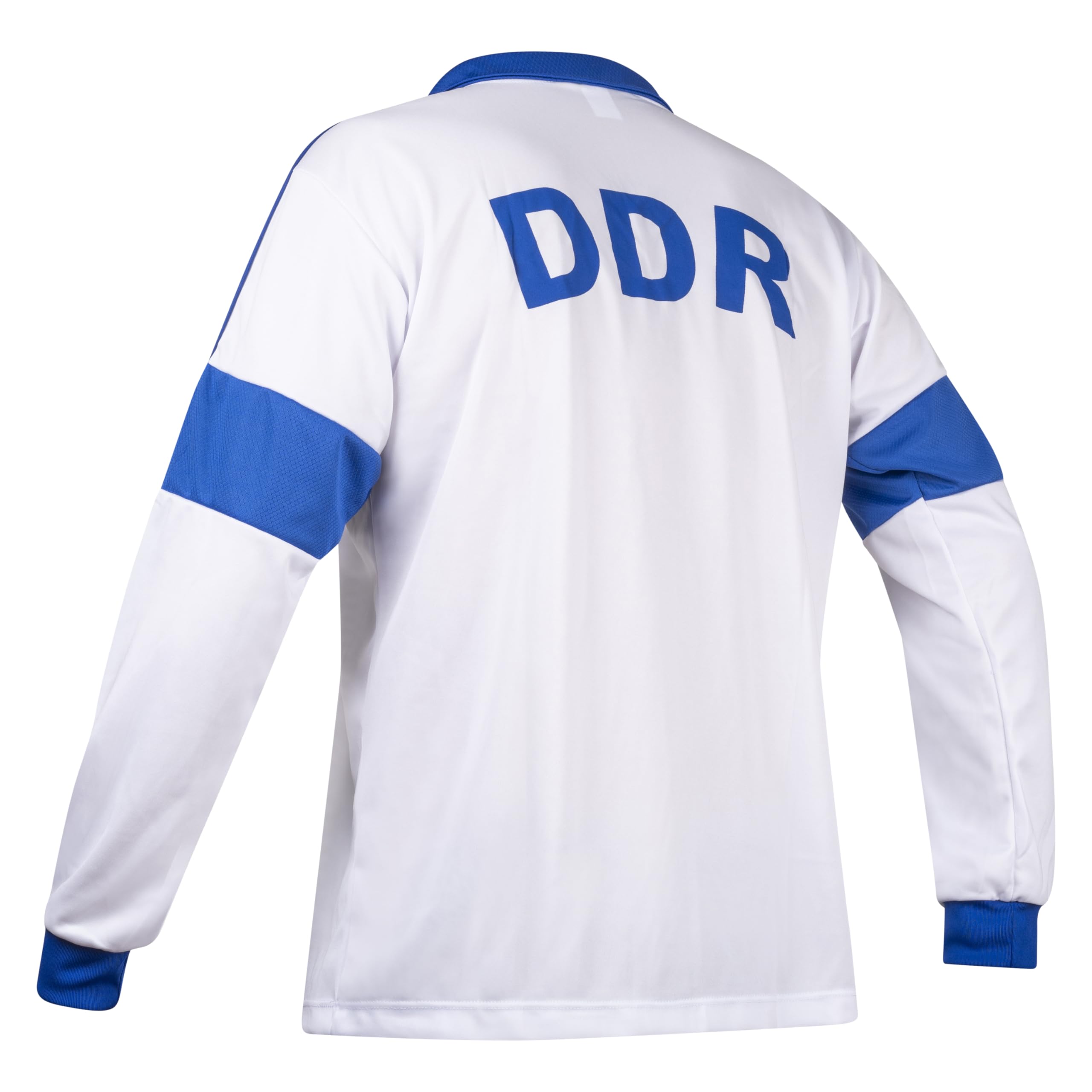 Alemania Oriental DDR Camiseta de Fútbol de Manga Larga Deporte Retro Vintage Blanco y Azul