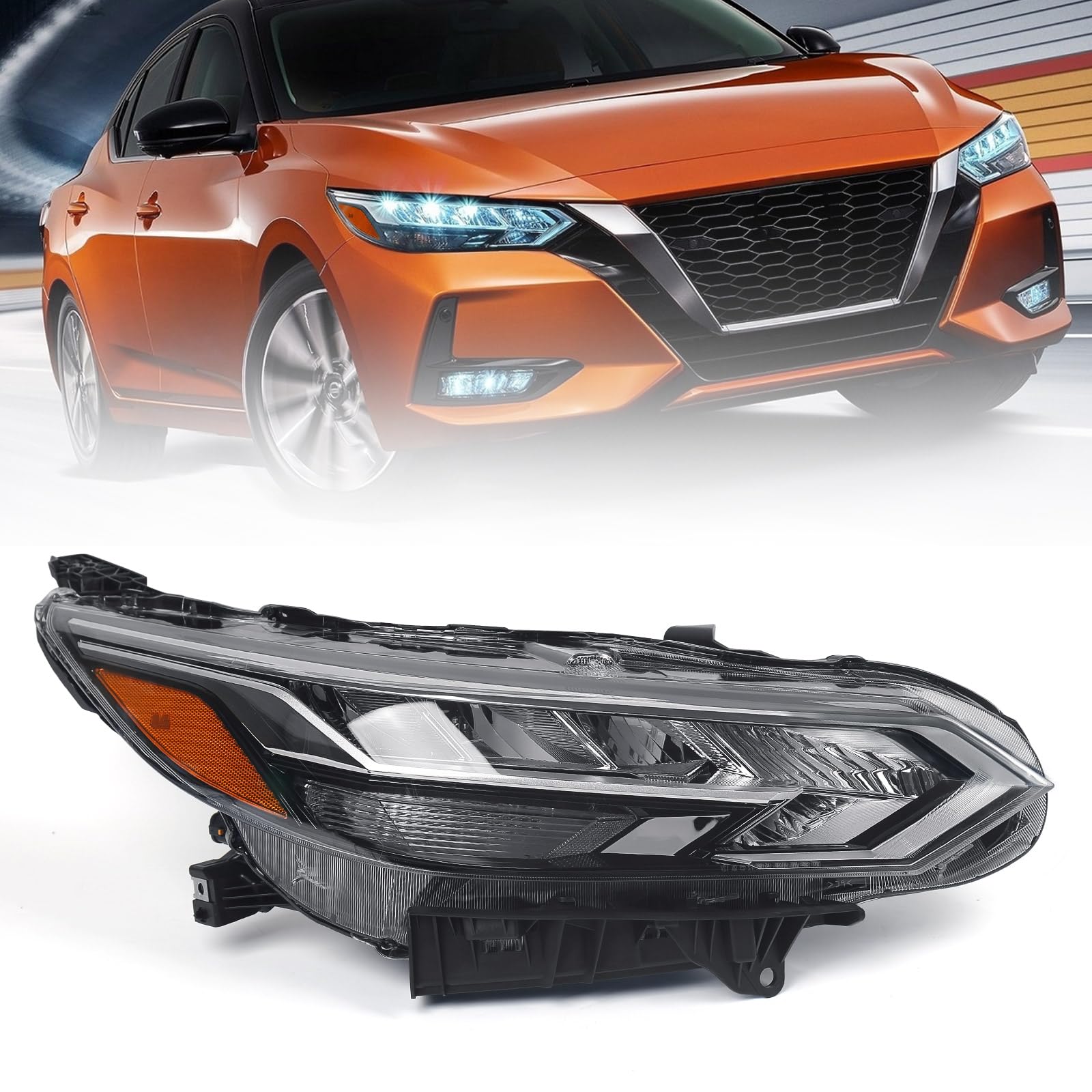 Huray LED Headlight Assembly Fit for Nissan Sentra S/SV 2020 2021 2022 RH Headlamp OE Style Replacement for NI2503277 Right Passenger Side