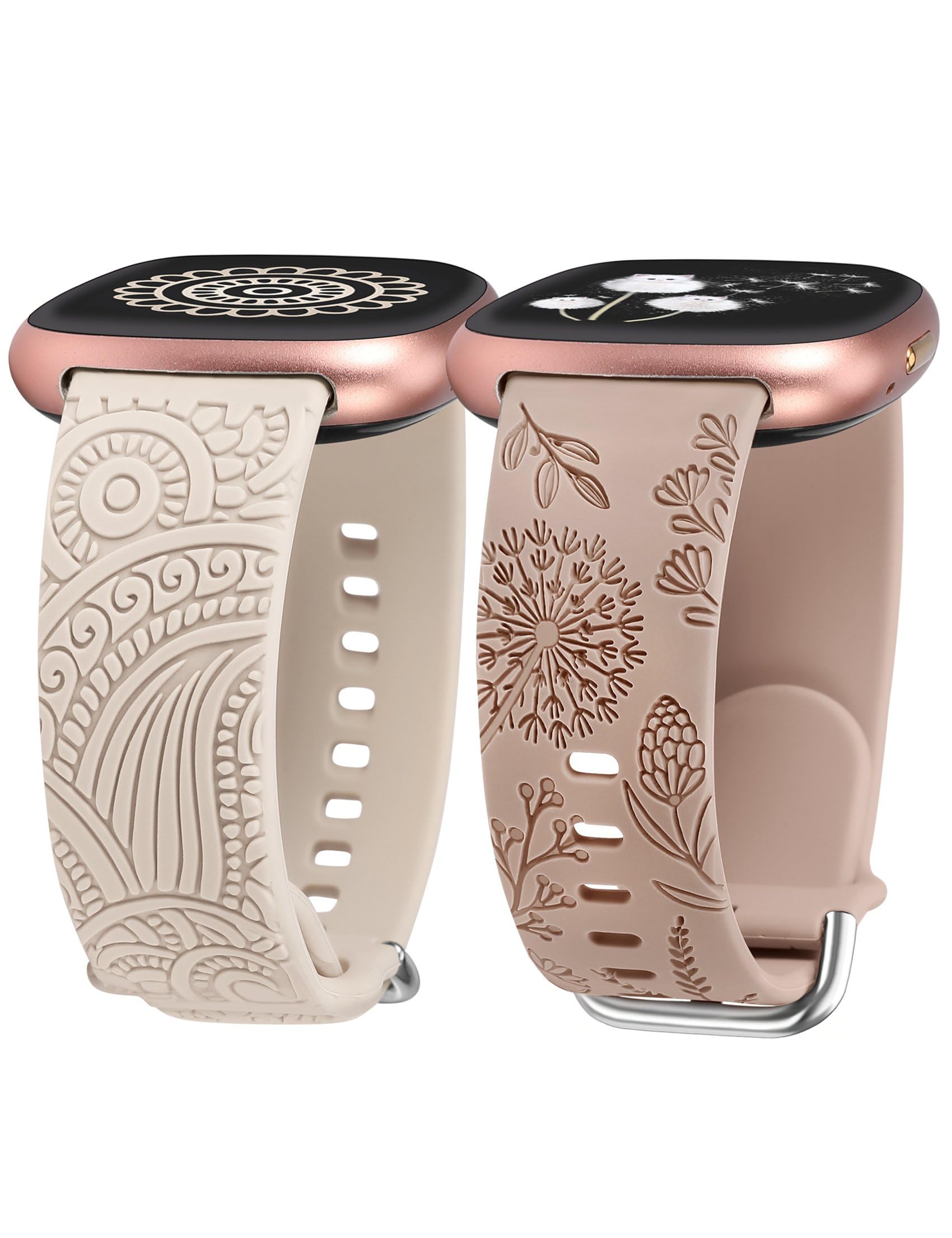 TOYOUTHS 2 Packs Floral Compatible with Fitbit Versa 4/Versa 3/Sense 2/Sense Straps